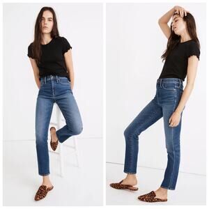 Madewell Tall Stovepipe High Rise Straight Leg Jeans Manchester Medium Wash 35T
